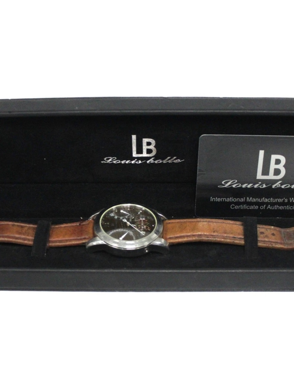 Louis Bolle - Men's Leather Strap Watch in Brown with Silver Casing